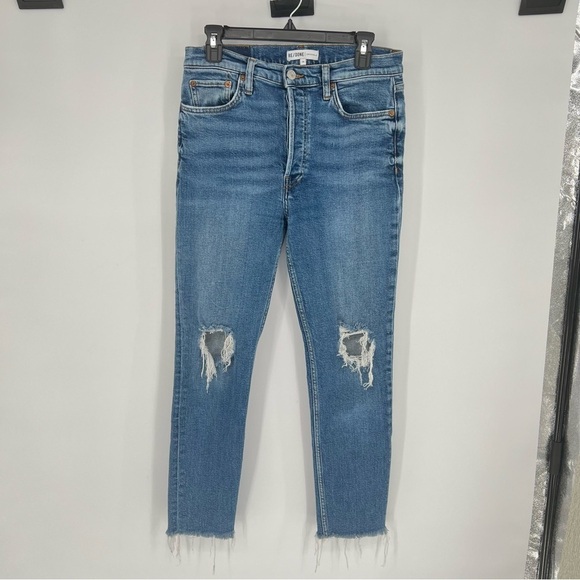 RE/DONE x Revolve Dusk Destroy Button Fly Distressed Ankle Jeans - Picture 4 of 16